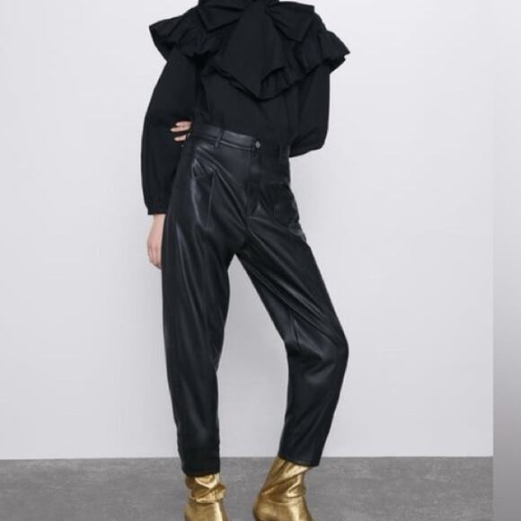 Zara Pants - Zara faux leather high waisted corsy pants size 4